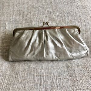 Closet Closing!! Silver leather clutch